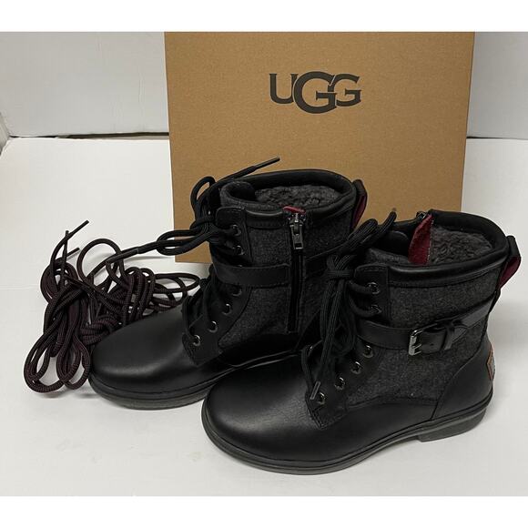 UGG Kesey Black Lace Up Waterproof Ankle Combat Winter Boot Womens Size 5 NEW - Picture 13 of 13